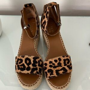 Animal print wedge with ankle strap. Like new. Size 8